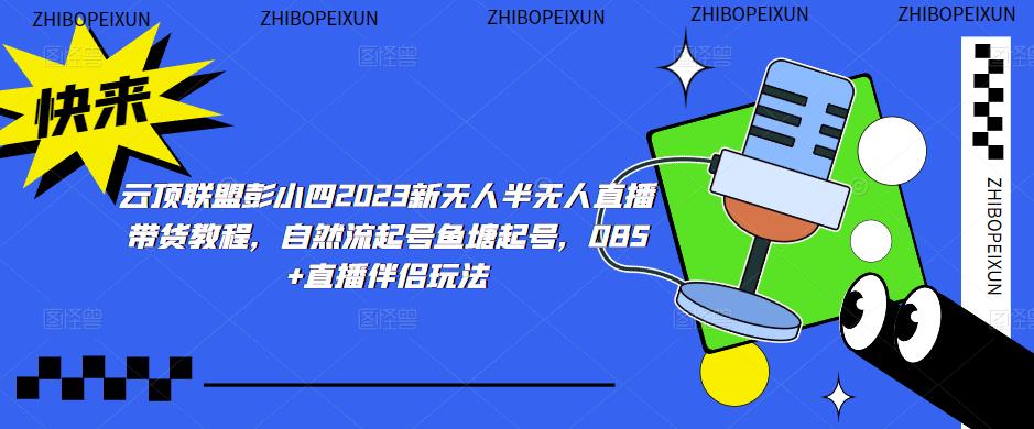 云顶联盟彭小四2023新无人半无人直播带货教程，自然流起号鱼塘起号，OBS+直播伴侣玩法-无痕资源库