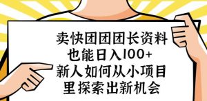 卖快团团团长资料也能日入100+新人如何从小项目里探索出新机会-无痕资源库