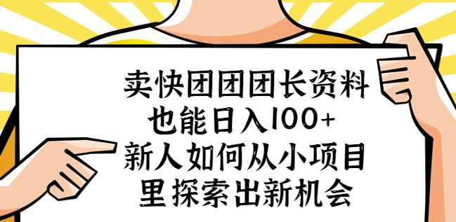 卖快团团团长资料也能日入100+新人如何从小项目里探索出新机会-无痕资源库