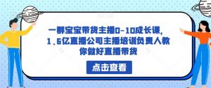 一群宝宝带货主播0-10成长课,1.6亿直播公司主播培训负责人教你做好直播带货-无痕资源库