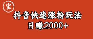 宝哥私藏·抖音快速起号涨粉玩法（4天涨粉1千）（日赚2000+）【揭秘】-无痕资源库