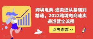 跨境电商-速卖通从基础到精通，2023跨境电商速卖通运营全流程-无痕资源库