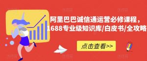 阿里巴巴诚信通运营必修课程,1688专业级知识库/白皮书/全攻略-无痕资源库