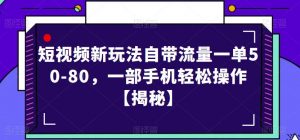 短视频新玩法自带流量一单50-80,一部手机轻松操作【揭秘】-无痕资源库