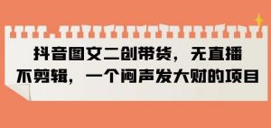 抖音图文二创带货，无直播，不剪辑，一个闷声发大财的项目【揭秘】-无痕资源库