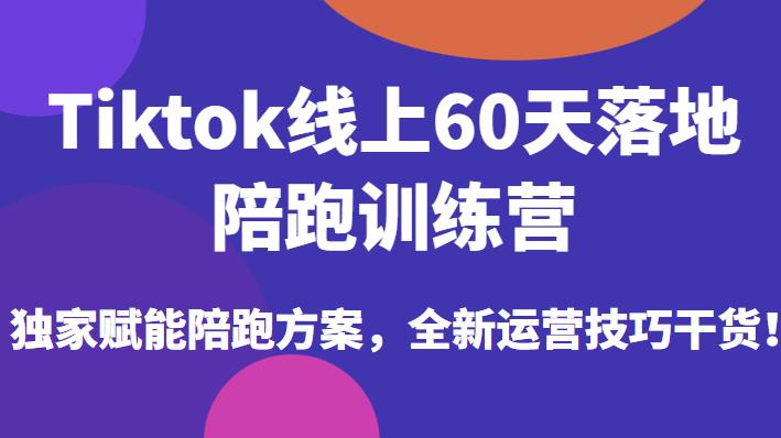 Tiktok线上60天落地陪跑训练营，独家赋能陪跑方案，全新运营技巧干货-无痕资源库