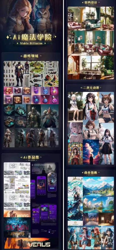 Ai魔法绘画 Stable Diffusion专业课高效辅助Ui/运营作品集0到精通系统课-无痕资源库