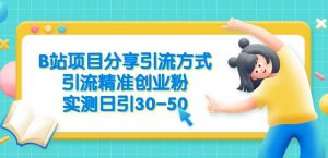 B站项目分享引流方式，引流精准创业粉，实测日引30-50【揭秘】-无痕资源库