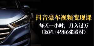 抖音豪车视频变现分享课：每天一小时，月入过万（教程+4986张素材）-无痕资源库