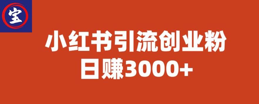 宝哥小红书引流创业粉，日赚3000+【揭秘】-无痕资源库