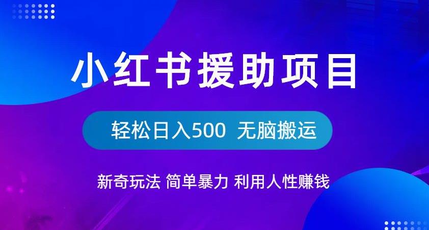 小红书援助项目新奇玩法，简单暴力，无脑搬运轻松日入500【揭秘】-无痕资源库