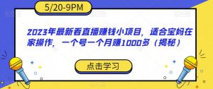 2023年最新看直播赚钱小项目，适合宝妈在家操作，一个号一个月赚1000多（揭秘）-无痕资源库