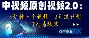 中视频原创视频2.0:3分钟一个视频,2天过计划,7天看效果【揭秘】-无痕资源库