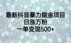 最新抖音暴力掘金项目,日涨万粉,一单变现500+【揭秘】-无痕资源库