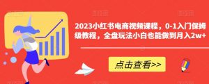2023小红书电商视频课程,0-1入门保姆级教程,全盘玩法小白也能做到月入2w+-无痕资源库