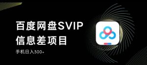 百度网盘SVIP信息差项目，0投入小白极速上手，手机稳定日入300+【揭秘】-无痕资源库