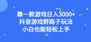 靠一款游戏日入3000+，抖音游戏野路子玩法，小白也能轻松上手【揭秘】-无痕资源库