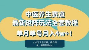 暴利赛道中医养生赛道最新矩阵玩法，单月单号月入4w+！【揭秘】-无痕资源库
