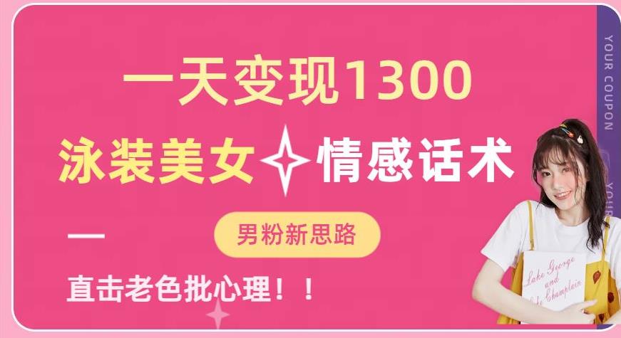 一天变现1300，泳装美女+情感话术，提供素材，无脑矩阵操作【揭秘】-无痕资源库