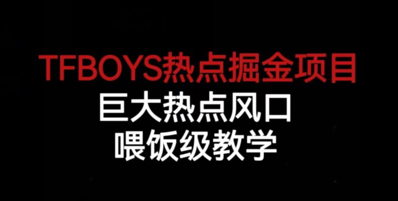 TFBOYS热点掘金项目，巨大热点风口，喂饭级教学-无痕资源库
