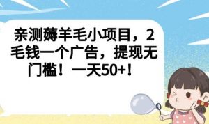 亲测薅羊毛小项目，2毛钱一个广告，提现无门槛！一天50+【揭秘】-无痕资源库