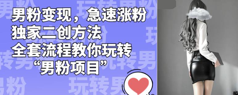 男粉变现，急速涨粉独家二创方法，全套流程教你玩转“男粉项目”【揭秘】-无痕资源库
