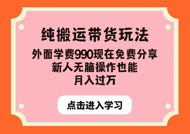 纯搬运带货玩法,外面学费990现在免费分享,新人无脑操作也能月入过万【揭秘】-无痕资源库