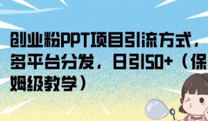 创业粉PPT项目引流方式，多平台分发，日引50+（保姆级教学）【揭秘】-无痕资源库