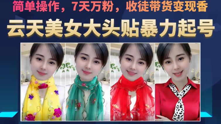 云天美女大头贴暴力起号教学，简单操作，7天万粉，收徒带货变现香-无痕资源库