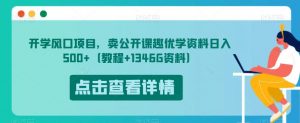 开学风口项目，卖公开课趣优学资料日入500+（教程+1346G资料）【揭秘】-无痕资源库