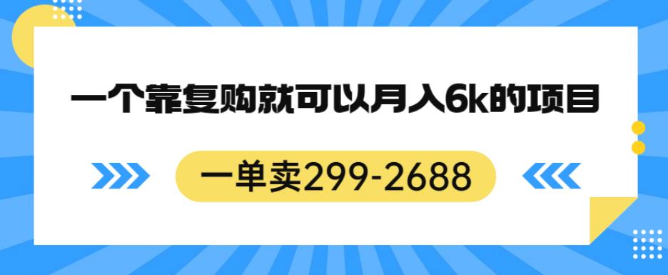 一单卖299-2688，一个靠复购就可以月入6k的暴利项目【揭秘】-无痕资源库