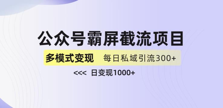公众号霸屏截流项目+私域多渠道变现玩法,全网首发,日入1000+【揭秘】-无痕资源库
