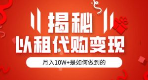 揭秘以租代购模式变现半年130W，纯绿色，胆大者看（仅揭秘）-无痕资源库