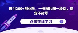 日引200+创业粉，一张图片配一段话，稳定不封号【揭秘】-无痕资源库