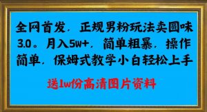 全网首发正规男粉玩法卖圆味3.0，月入5W+，简单粗暴，操作简单，保姆式教学，小白轻松上手-无痕资源库