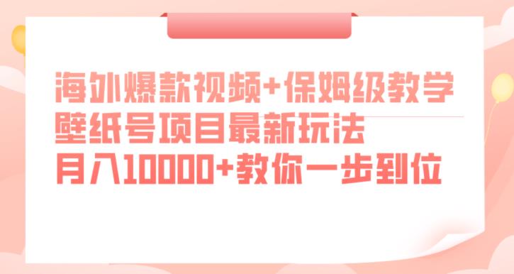 海外爆款视频+保姆级教学，壁纸号项目最新玩法，月入10000+教你一步到位【揭秘】-无痕资源库