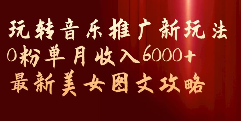 玩转音乐推广新玩法，0粉单月收入6000+，最新美女图文攻略【揭秘】-无痕资源库