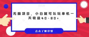 无脑项目,小白就可以玩单机一天收益40-80+【揭秘】-无痕资源库