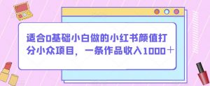 适合0基础小白做的小红书颜值打分小众项目,一条作品收入1000+【揭秘】-无痕资源库