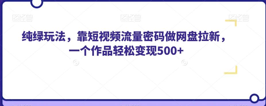 纯绿玩法，靠短视频流量密码做网盘拉新，一个作品轻松变现500+【揭秘】-无痕资源库