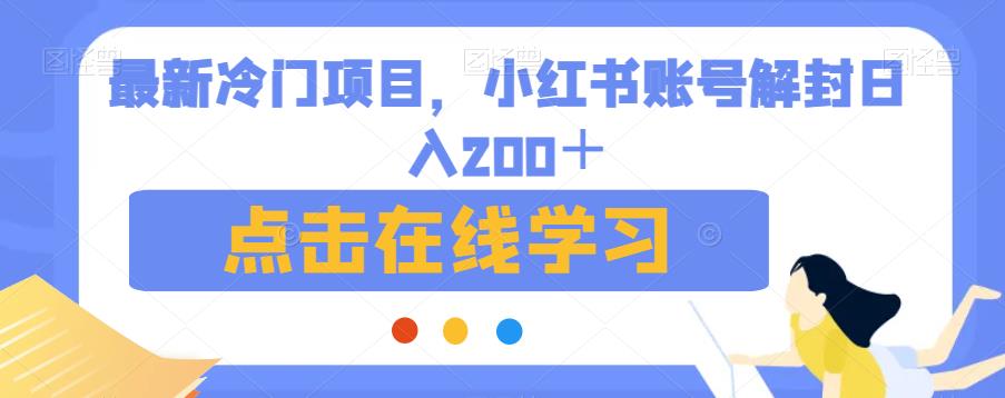 最新冷门项目，小红书账号解封日入200＋【揭秘】-无痕资源库