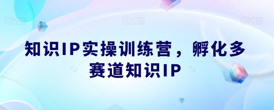知识IP实操训练营，​孵化多赛道知识IP-无痕资源库