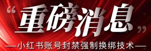 【最新】小红书账号封禁强制换绑技术可日赚300-无痕资源库