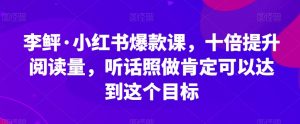 李鲆·小红书爆款课，十倍提升阅读量，听话照做肯定可以达到这个目标-无痕资源库