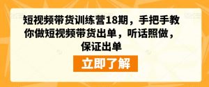 短视频带货训练营18期,手把手教你做短视频带货出单,听话照做,保证出单-无痕资源库