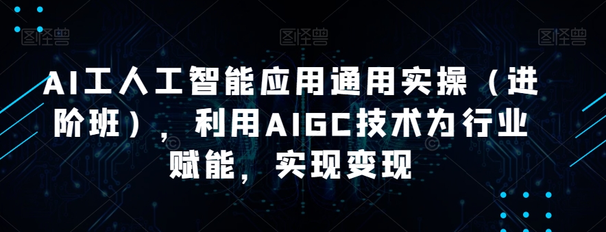 AI工人工智能应用通用实操(进阶班),利用AIGC技术为行业赋能,实现变现-无痕资源库