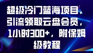 超级冷门蓝海项目，引流领取云盘会员，1小时300+，附保姆级教程-无痕资源库