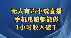 抖音无人有声小说直播，手机电脑都能做，1小时收入破千【揭秘】-无痕资源库