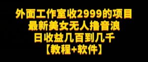 外面工作室收2999的项目最新美女无人撸音浪日收益几百到几千【教程+软件】（仅揭秘）-无痕资源库