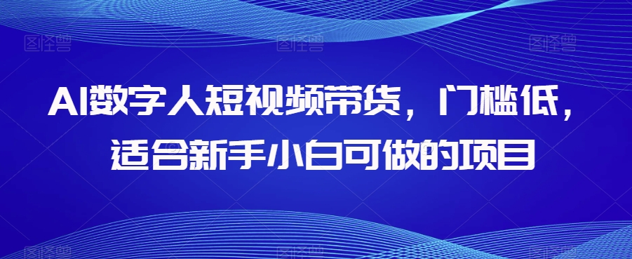 AI数字人短视频带货，门槛低，适合新手小白可做的项目-无痕资源库